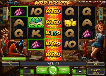expanding wild triggers multiple winning paylines that pay out a 175 coin jackpot