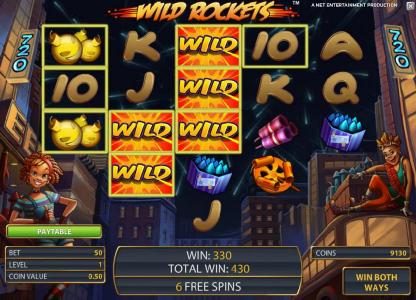 330 coin jackpot triggered once again by expanding wilds, only this time during the free spins feature