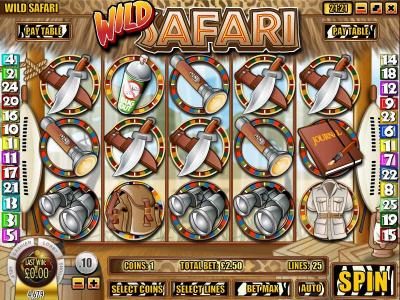 main game board featuring five reels and twenty paylines with an 5000x max payout