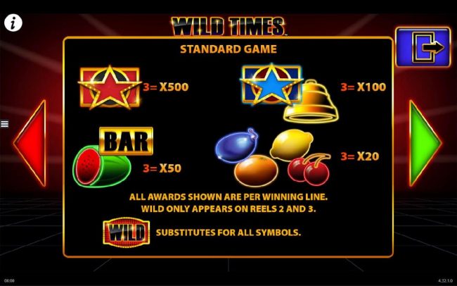 Standard Game Symbols Paytable