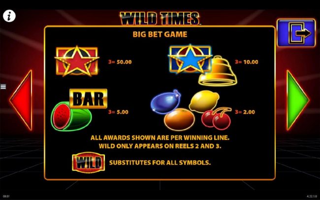 Big Bet Symbols Paytable