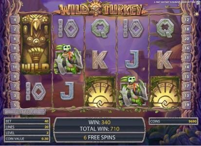 multiple wild symbols combine to trigger a 340 coin big win
