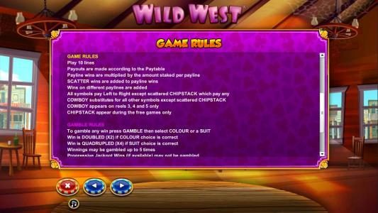 General game rules and gamble feature rules