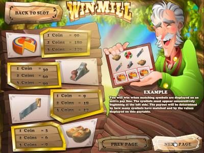 Slot game symbols paytable