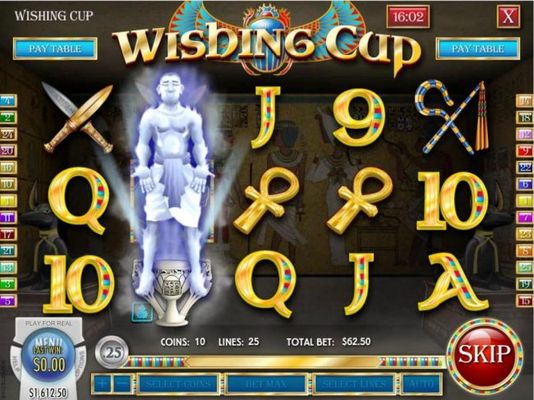 Wishing Cup wild axpanded to cover 2nd reel.