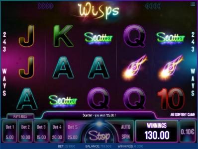 Three scatter symbols triggers wild feature