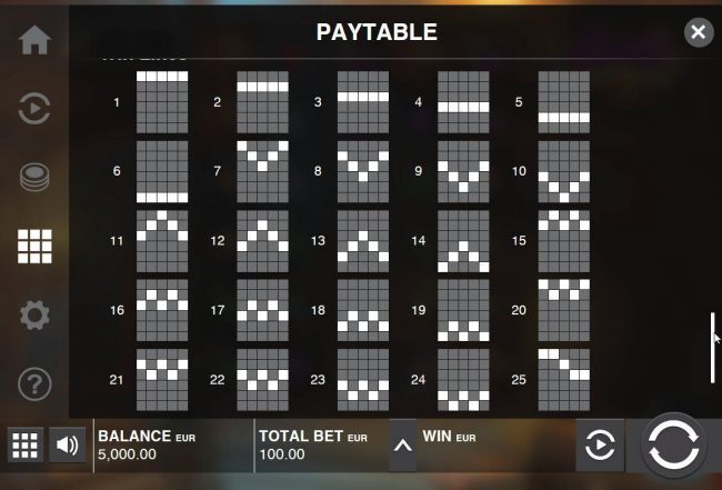 Paylines 1-25