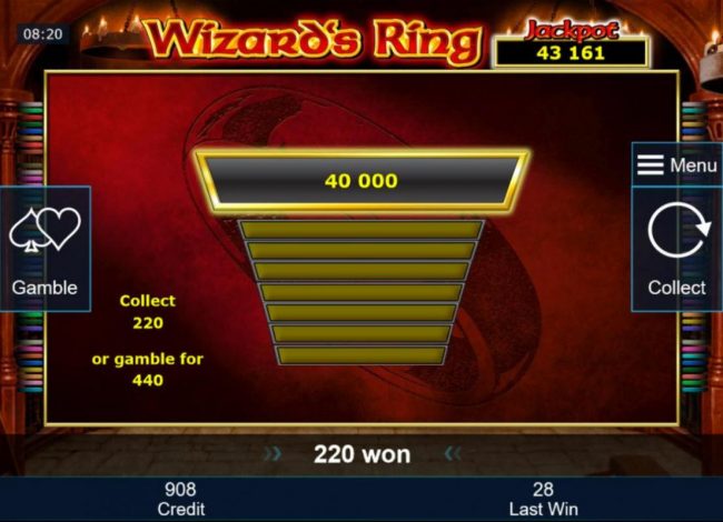 Ladder Gamble Feature Game Board available after every winning spin.