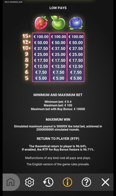 Low Value Symbols Paytable