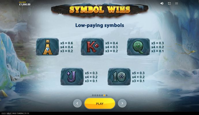 Low Value Symbols Paytable