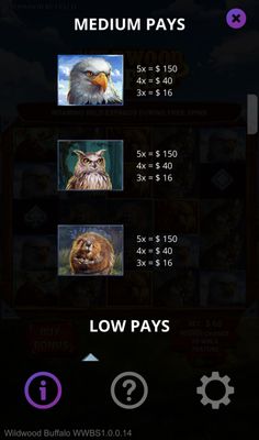 Medium Value Symbols Paytable