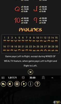 Paylines 1-30