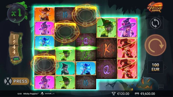 Winning symbol combinations are removed and new symbols drop in place