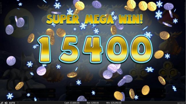 Super Mega Win of 15,400 triggered during the free spins feature.