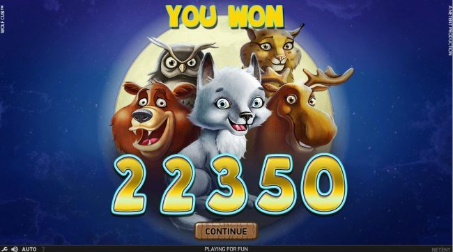 Free Games feature pays out a total of 22,350 for a super mega win.