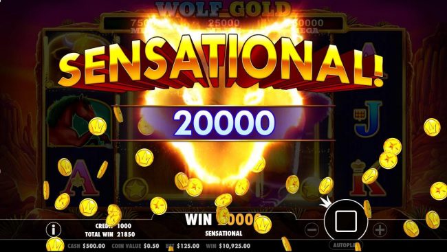 Multiple winning paylines triggers a sensational 20000 coin jackpot.