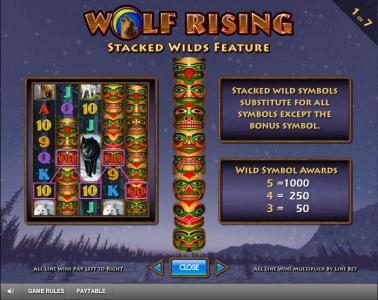 stacked wilds feature paytable and rules