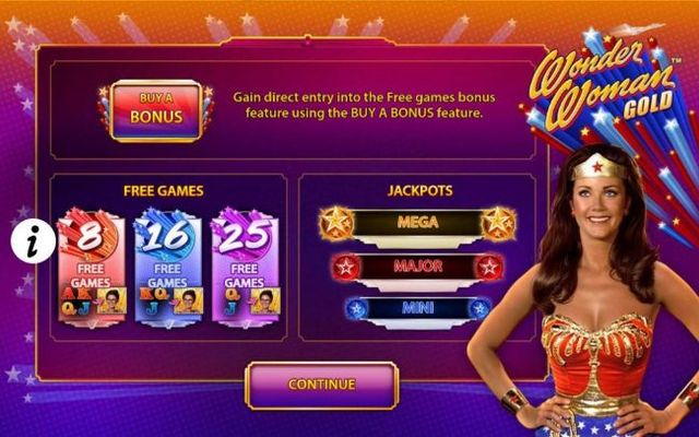 Game features include: Buy a Bonus - Gain direct entry into the Free Games Bonus feature using the Buy A Bonus feature. Free Games and Jackpots.