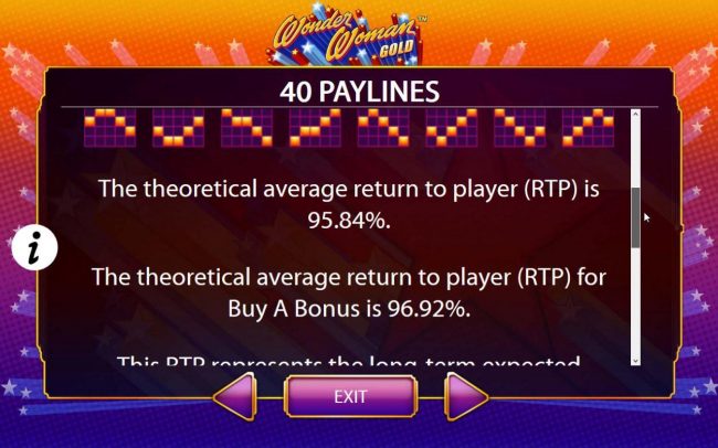 The theoretical return to player (RTP) for this game is 95.84% to 96.92%. Any combination of wins in a single game is limited and will not exceed 250,000.00