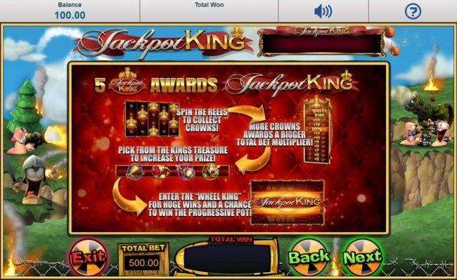 5 Jackpot King symbol awards Jackpot King