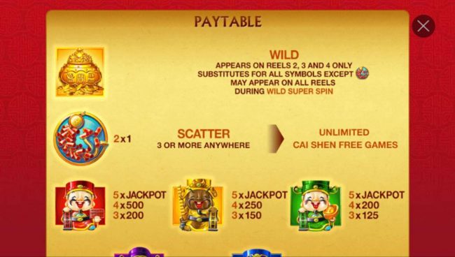 High value slot game symbols paytable featuring Asian wealth inspired icons.