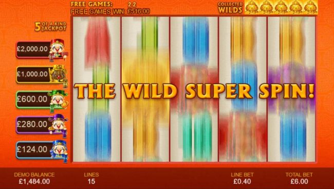 Once you have collected five gold vases, the unlimited free games end and the Wild Super Spin begins.