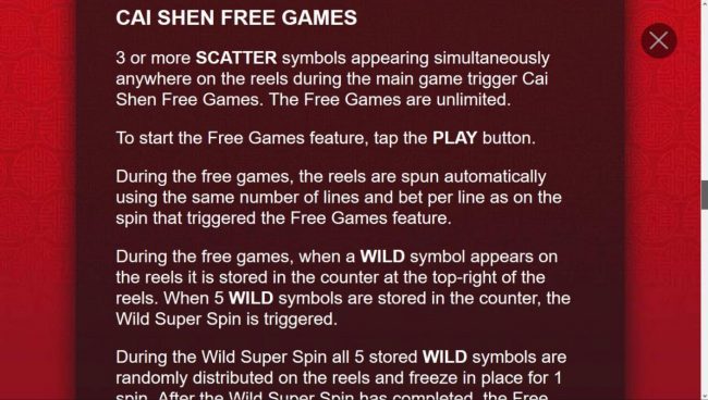Cai Shen Free Games Rules