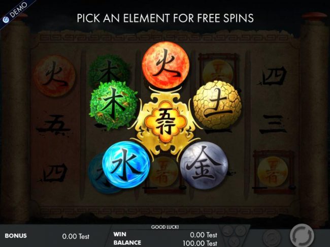 Pick an element for free spins.