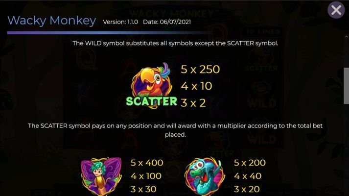 Wacky Monkey :: Paytable - High Value Symbols