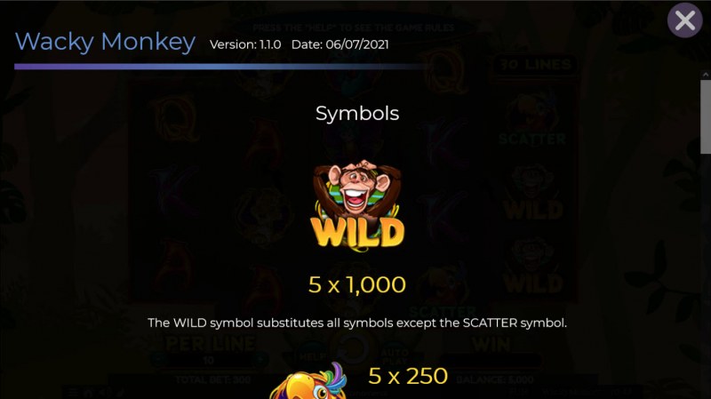 Wacky Monkey :: Wild Symbol Rules