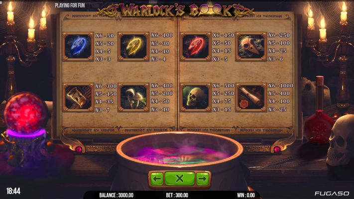 Warlock's Book :: Paytable