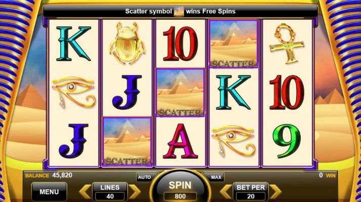 Wealth of the Nile :: Scatter symbols triggers the free spins feature