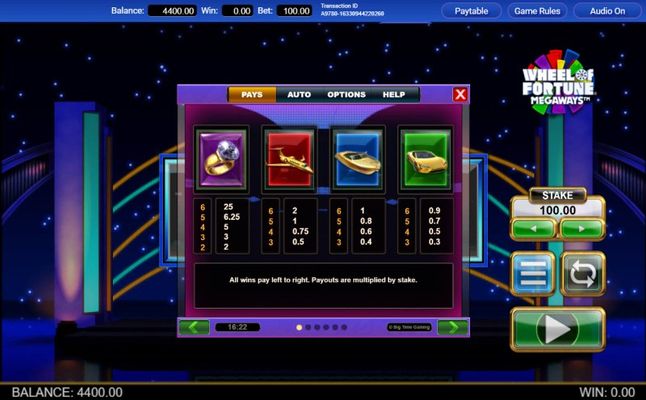 Paytable - High Value Symbols