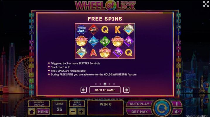 Wheel of Luck Hold & Win :: Free Spin Feature Rules