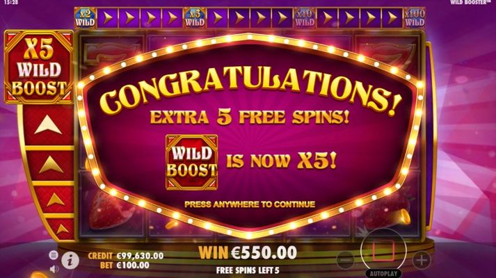 5 Extra Free Spins Awarded