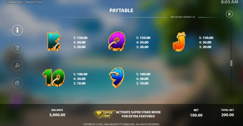 Paytable - Low Value Symbols