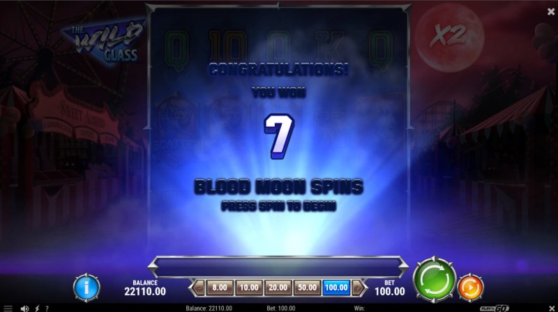 7 free spins awarded