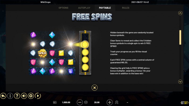 Wild Drops :: Free Spin Feature Rules