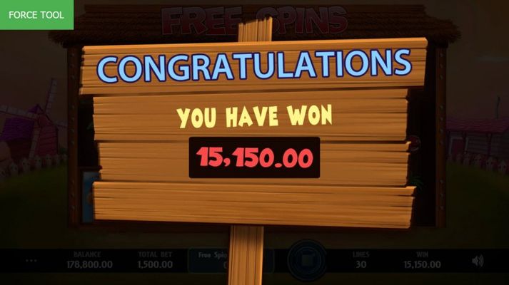 Total free spins payout