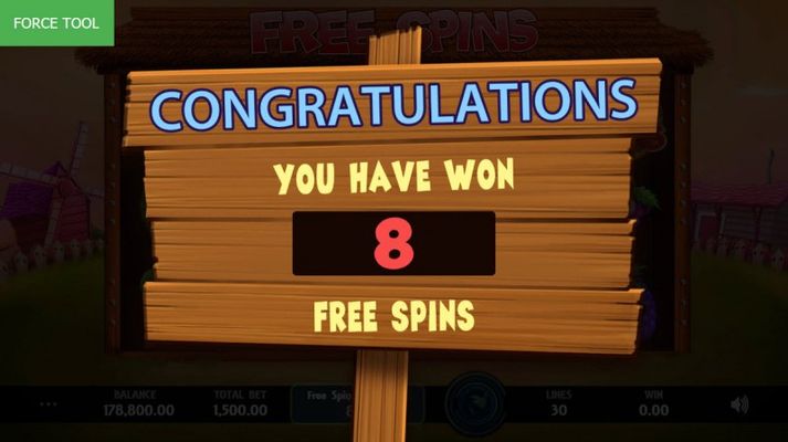 8 Free Spins Awarded