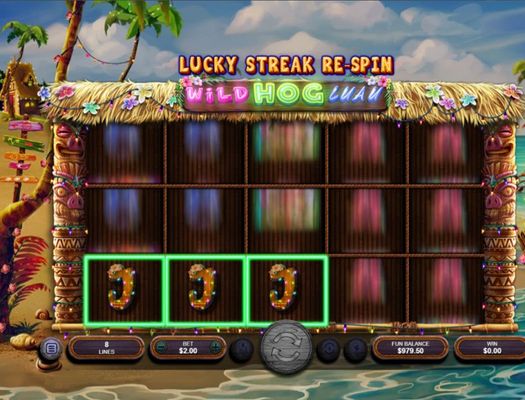 Wild Hog Luau :: Any win triggers a respin