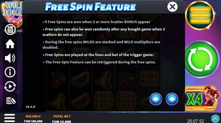 Wild Joker Stacks :: Free Spin Feature Rules