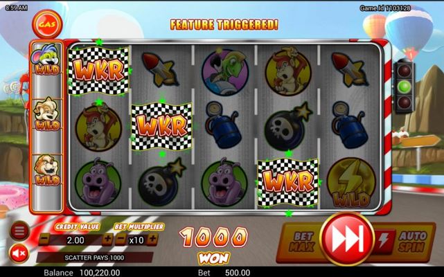 Scatter symbols triggers the free spins bonus feature