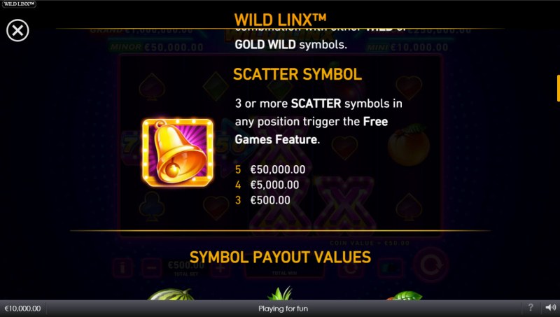 Wild Linx :: Scatter Symbol Rules