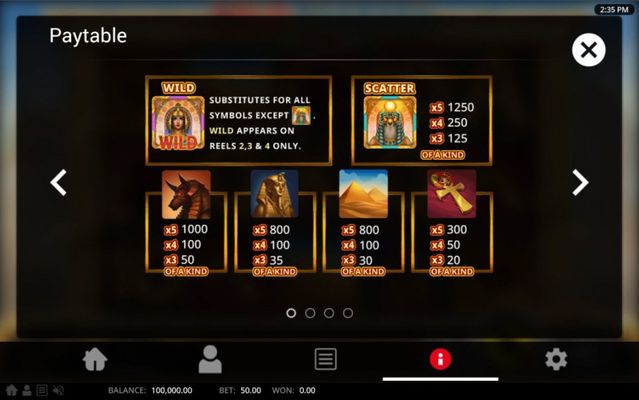Wild Pharaoh :: Paytable - High Value Symbols