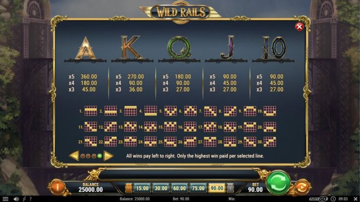 Paytable - Low Value Symbols