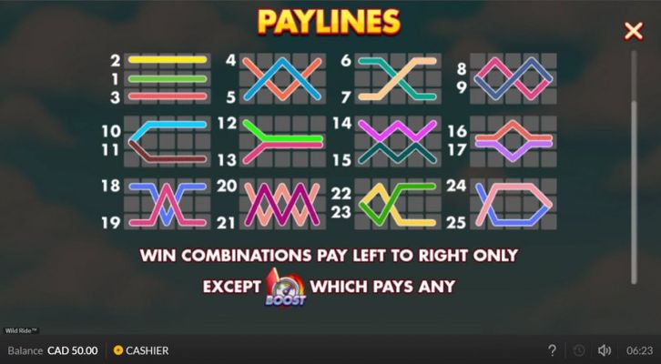 Paylines 1-25