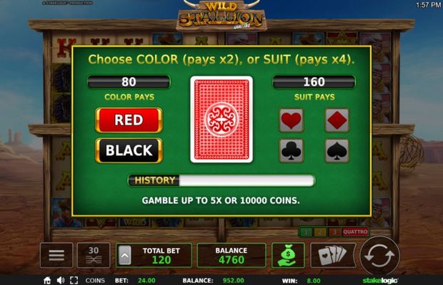Wild Stallion :: Gamble Feature Game Board