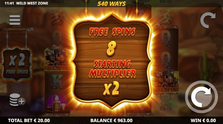 8 Free Spins Awarded