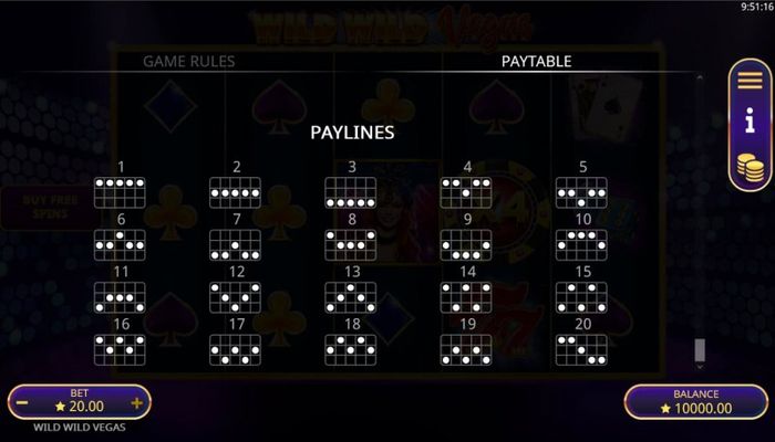 Paylines 1-20